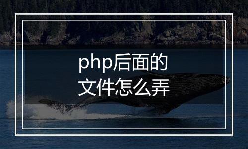 php后面的文件怎么弄