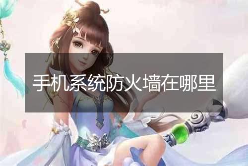 手机系统防火墙在哪里