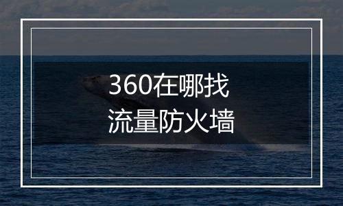 360在哪找流量防火墙