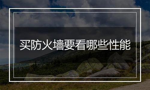 买防火墙要看哪些性能