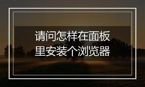 请问怎样在面板里安装个浏览器
