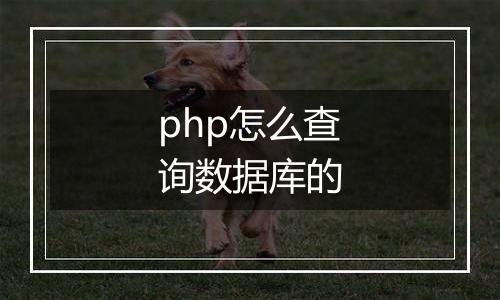 php怎么查询数据库的