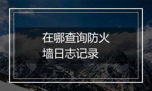 在哪查询防火墙日志记录