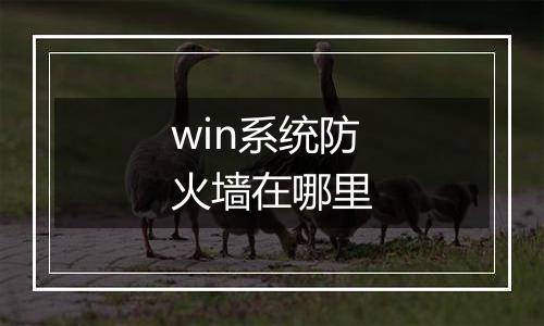 win系统防火墙在哪里