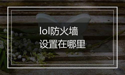 lol防火墙设置在哪里