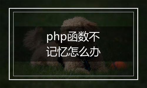 php函数不记忆怎么办