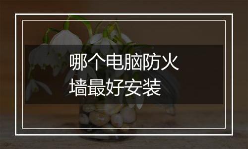 哪个电脑防火墙最好安装