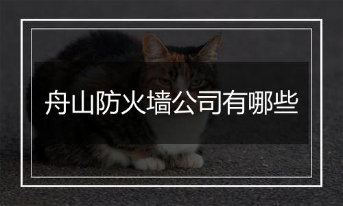 舟山防火墙公司有哪些