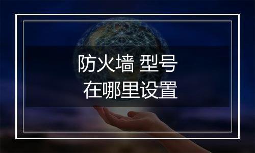 防火墙 型号 在哪里设置