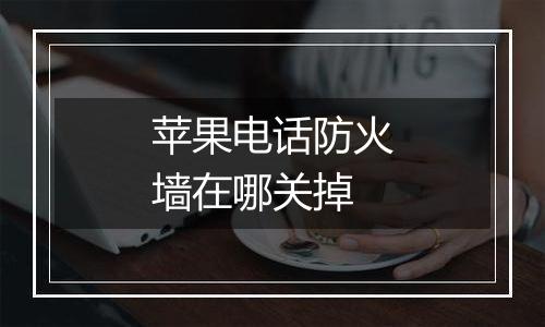 苹果电话防火墙在哪关掉