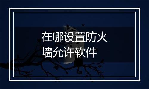 在哪设置防火墙允许软件