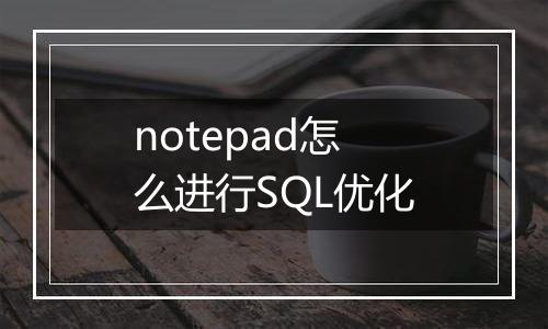notepad怎么进行SQL优化