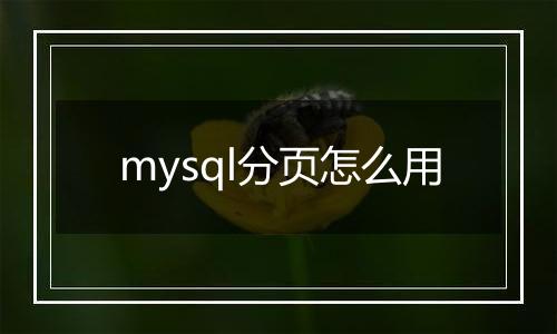 mysql分页怎么用