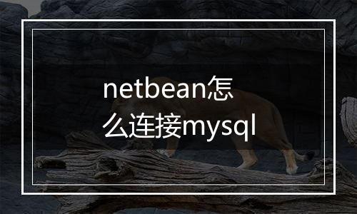 netbean怎么连接mysql