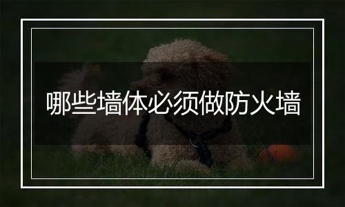 哪些墙体必须做防火墙