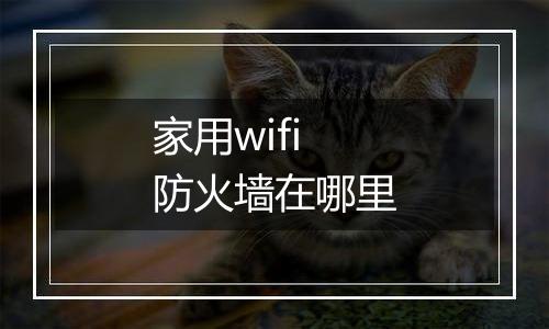 家用wifi防火墙在哪里