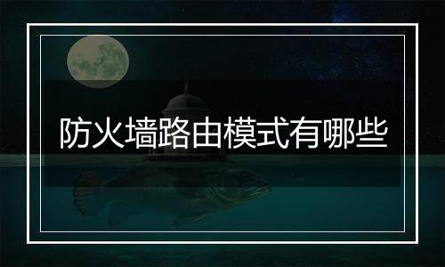 防火墙路由模式有哪些