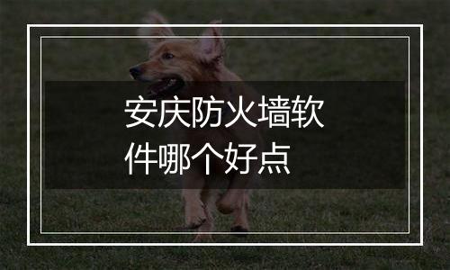 安庆防火墙软件哪个好点