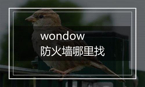wondow防火墙哪里找