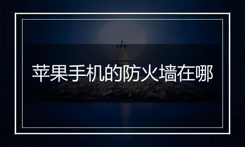 苹果手机的防火墙在哪