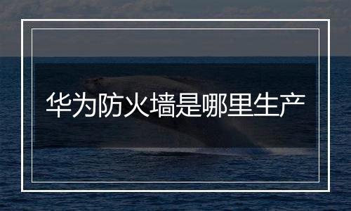 华为防火墙是哪里生产