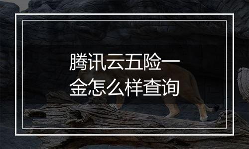 腾讯云五险一金怎么样查询