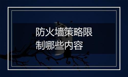 防火墙策略限制哪些内容