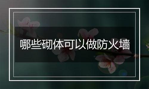 哪些砌体可以做防火墙