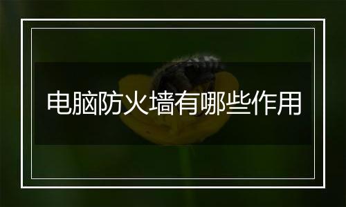 电脑防火墙有哪些作用