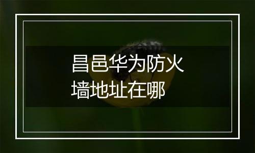昌邑华为防火墙地址在哪