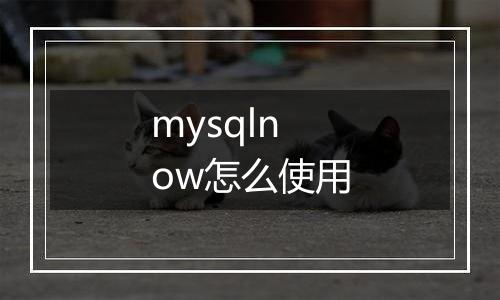 mysqlnow怎么使用