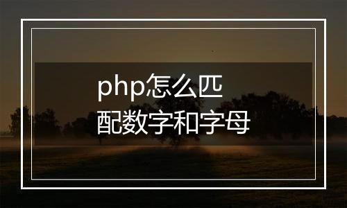 php怎么匹配数字和字母