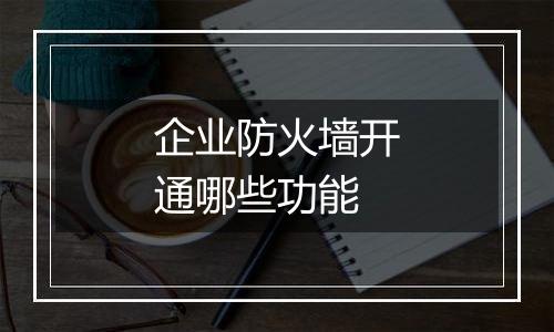 企业防火墙开通哪些功能