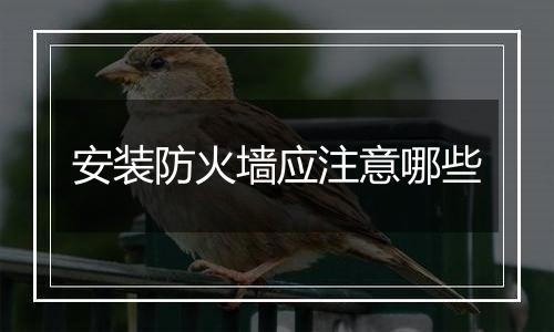 安装防火墙应注意哪些