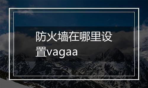 防火墙在哪里设置vagaa