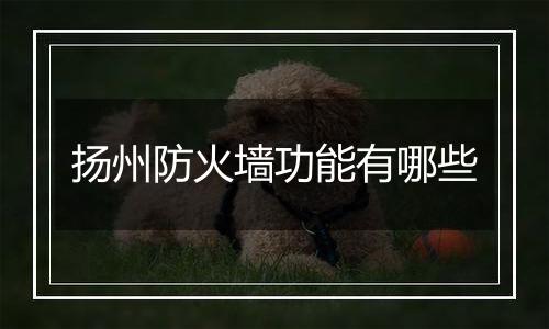 扬州防火墙功能有哪些