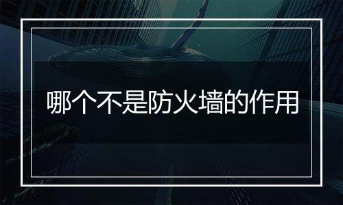 哪个不是防火墙的作用