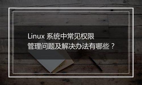 Linux 系统中常见权限管理问题及解决办法有哪些？