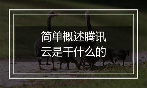 简单概述腾讯云是干什么的