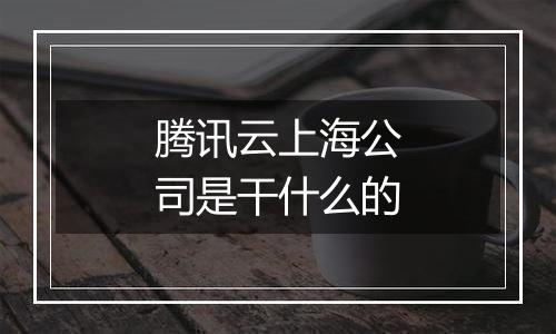 腾讯云上海公司是干什么的