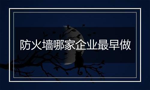 防火墙哪家企业最早做