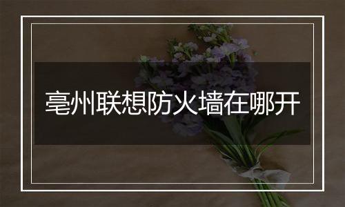 亳州联想防火墙在哪开