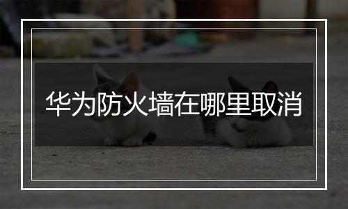 华为防火墙在哪里取消
