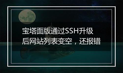宝塔面版通过SSH升级后网站列表变空,还报错