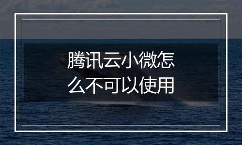 腾讯云小微怎么不可以使用