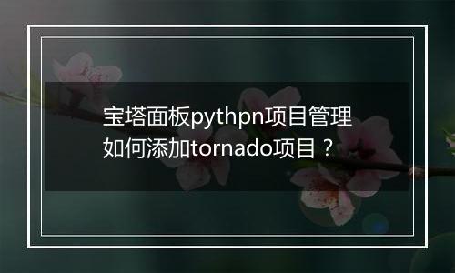 宝塔面板pythpn项目管理如何添加tornado项目？