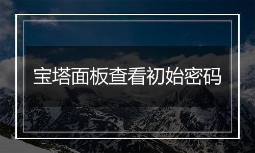 宝塔面板查看初始密码