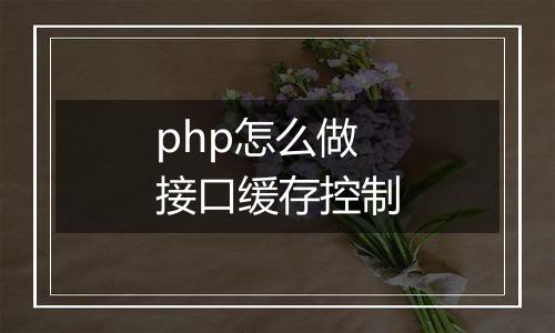 php怎么做接口缓存控制