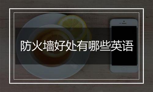 防火墙好处有哪些英语