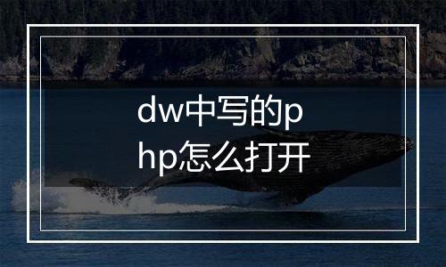 dw中写的php怎么打开